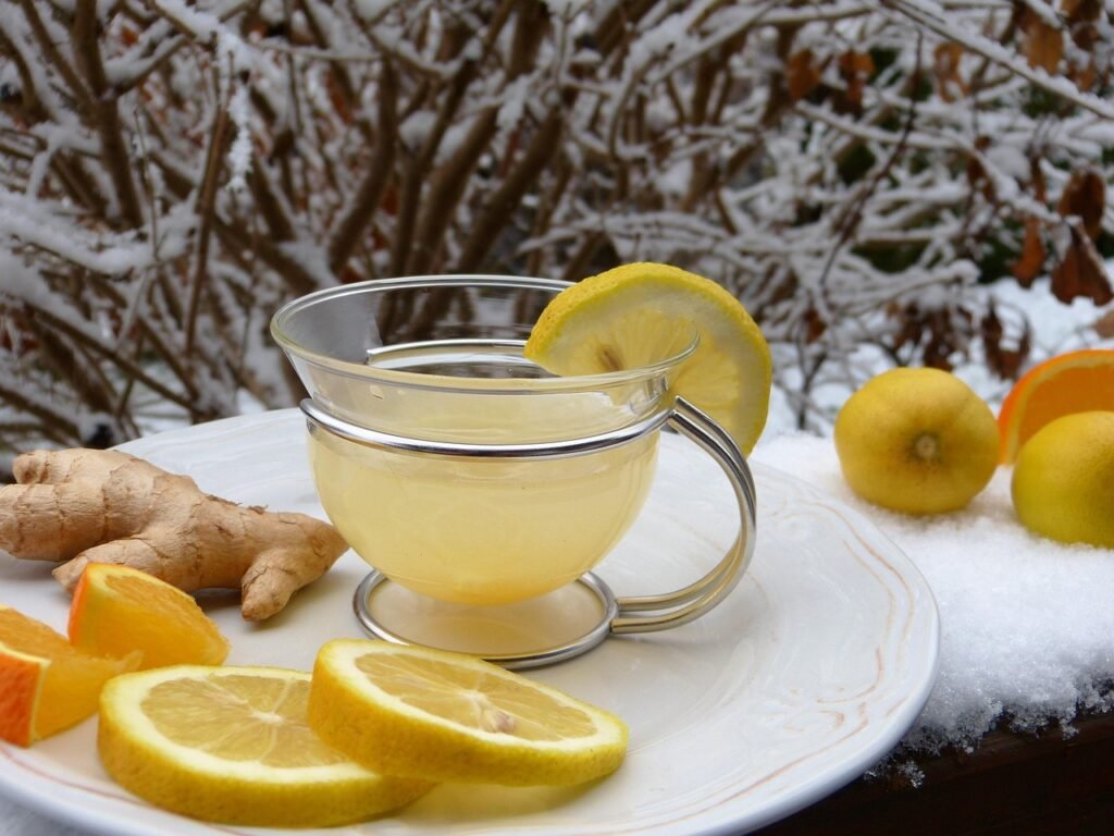 Morning routine warm water with lemon and ginger